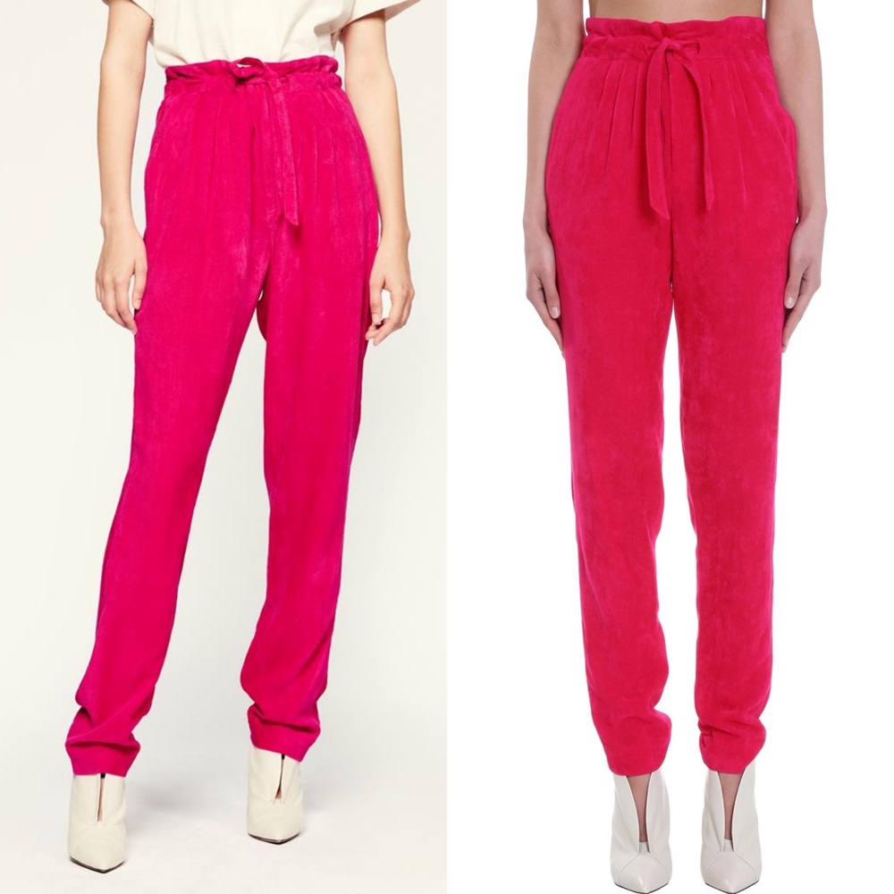 Isabel Marant Fuchsia High-Waist Tie-Waist Trousers